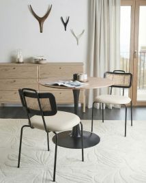 BIKUXA Faux Leather Dining Chairs Set of 2 - Light Beige
