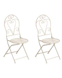 ENGLEFORD Set of 2 Garden Chairs Folding Metal - Beige