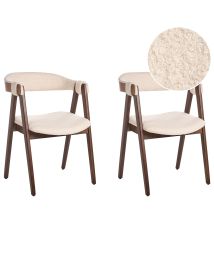 Set of 2 Dining Chairs DAY Boucle Dark Brown