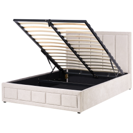 SERALYTH Double Fabric Ottoman Storage Bedframe - Beige