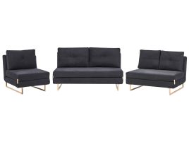 COMDEN Fabric 3 Seater 2 Seater and 1 Seater Sofa Set - Black