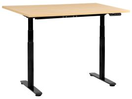 LEYBOURNE Electric Adjustable Standing Office Desk 120 cm - Black with Light Oak