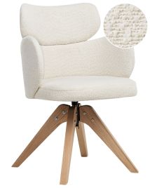 CHESLEIGHON Boucle Fabric Swivel Dining Chair - Light Beige