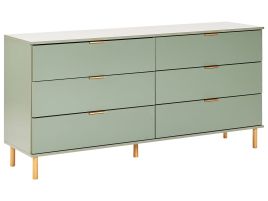 AMELIA Green Chest of Drawers - Extra Large-sized, 6 Drawers, Double