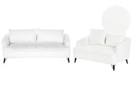 Boucle Sofa Set White HOBRO