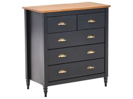JELKA Black Chest of Drawers - Medium-sized, 5 Drawers