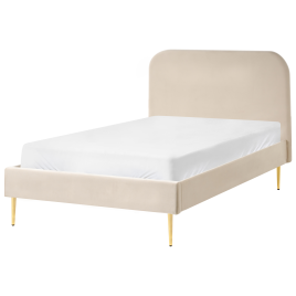 ALFYAT Small Double Velvet Bedframe - Light Beige