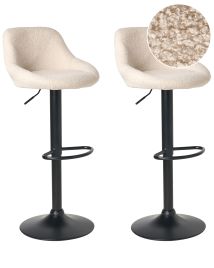 GATCOMBE Boucle Fabric Swivel Bar Stools Set of 2 - Light Beige
