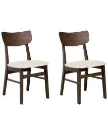 FILCOMBE Wooden Dining Chairs - Set of 2 - Dark Brown with Beige