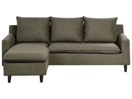 Right Hand Fabric Corner Sofa Dark Green ELVENES