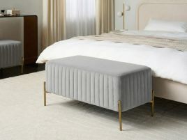 BOHIVO Velvet Ottoman Bench - Grey