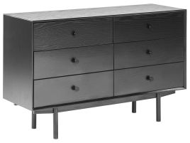 ANESTA Black Chest of Drawers - Large-sized, 6 Drawers, Double