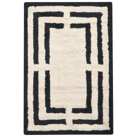 NEVORIL Cotton Bath Mat - Black with Beige