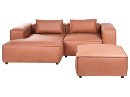 COMLEIGH Faux Leather 3 Seater L Shaped Corner Sofa - Brown, Left Hand Facing