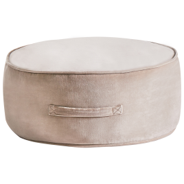 WESLAIR Velvet Ottoman Pouffe - Light Brown