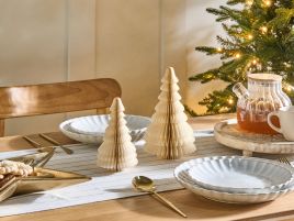 FEKUXA Christmas Decor Tree Figurine Set of 2 - Beige