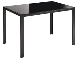 RAINFORDON Tempered Glass Rectangular Dining Table - Black