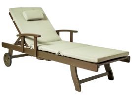 BALSA II Wooden Sun Lounger with Cushion - Green