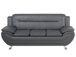 LINCOMBE Faux Leather 3 Seater Sofa - Grey