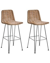 GLENSFORD Rattan Bar Chairs Set of 2 - Brown
