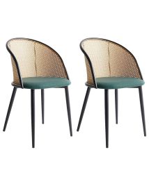 NORCELL Set of 2 Dining Chairs Metal Green