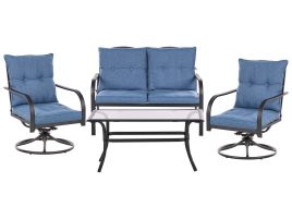 MESTRION Garden Lounge Set with Table 4 Seater Metal Blue