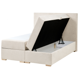 ORRADINE Super Kingsize Fabric Divan Bed with Storage - Light Beige