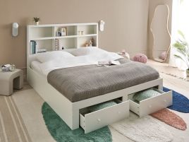 DISERO Super Kingsize Ottoman Wooden Bedframe with Storage Drawers - White
