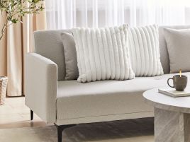 NAPARO Faux Fur Ottoman Pouffe - Beige