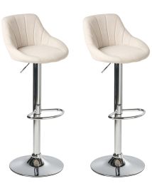 GARCOMBE Fabric Swivel Bar Stools Set of 2 - Light Beige
