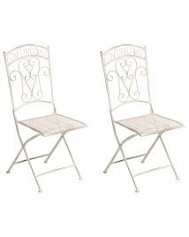 ENDERHURST Set of 2 Garden Chairs Folding Metal - Beige