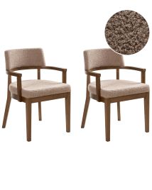 FORTHLEIGH Boucle Fabric Dining Chairs - Set of 2 - Dark Brown with Taupe