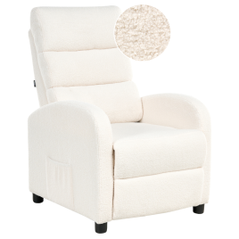 GUNTHORPE Boucle Fabric Recliner Armchair with Footrest - Off White
