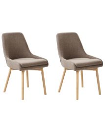 Set of 2 Fabric Dining Chairs Brown MELFORT