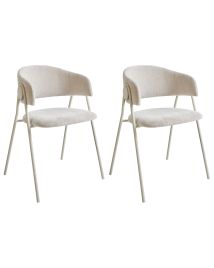 ALONSAN Set of 2 Dining Chairs Chenille Light Beige