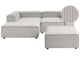 TROMSO Corduroy Fabric 3 Seater L Shaped Corner Sofa - Beige, Left Hand Facing