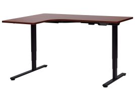DESTIENS Electric Adjustable Left Corner Desk 160 x 59 cm Black and Dark Brown