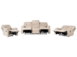Fabric Manual Recliner Living Room Set Beige BERGEN