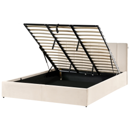SEREN Super Kingsize Velvet Ottoman Storage Bedframe - Light Beige