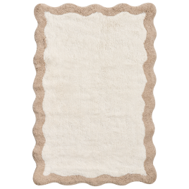 SERNADINE Cotton Bath Mat Beige with Brown - 60 x 90 cm