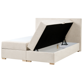 ORRADINE Kingsize Fabric Divan Bed with Storage - Light Beige