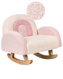 MOBO Boucle Fabric Kids Rocking Chair - Pastel Pink
