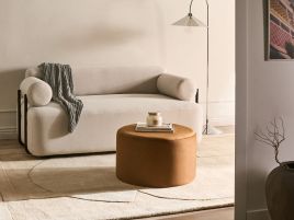 NAMAXO Velvet Ottoman Pouffe - Golden Brown