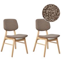 Set of 2 Dining Chairs ELLA Wood Taupe