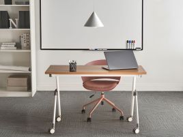 FEXUFA Foldable Office Desk - Brown and White, 120cm