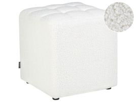Boucle Footstool White KANSAS