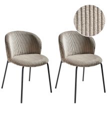 Set of 2 Dining Chairs MILES Corduroy Taupe