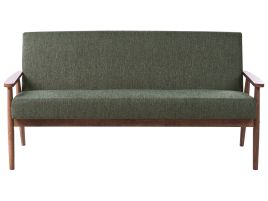 COLBOURNE Fabric 3 Seater Sofa - Green with Dark Oak