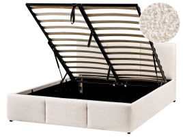 BOUESS Ottoman Bed Boucle 140 x 200 cm (EU Double) Off-White