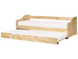 LENER Trundle Bedframe Wood 90 x 200cm EU Single Bed Light Wood